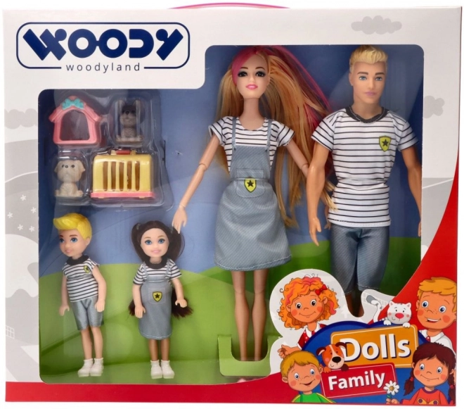 Woodyland Moderne poppenfamilie met huisdieren