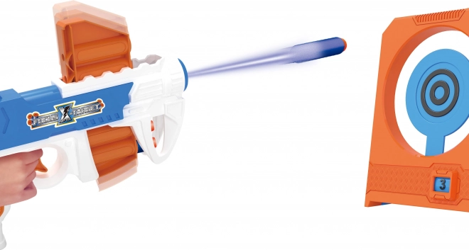 Pistolet avec fléchettes en mousse et cible