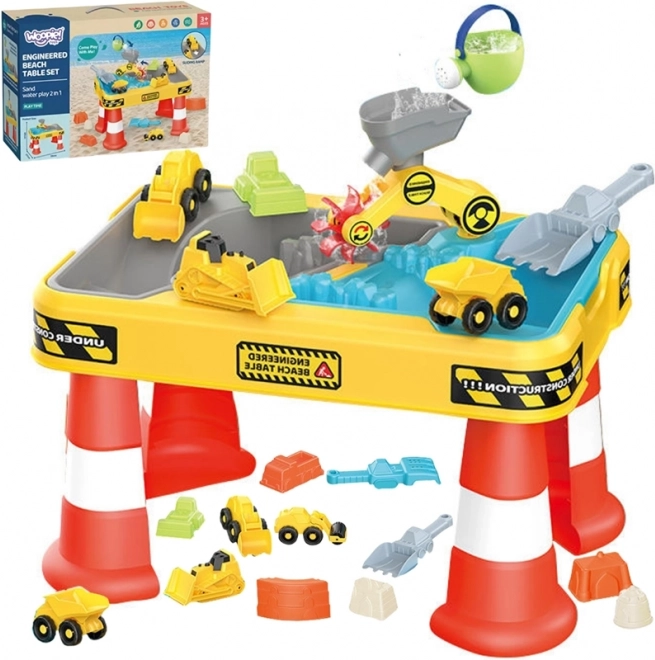 Woopie Water and Sand Table 2-in-1 Construction Play Surface with 4 Cars 12el.