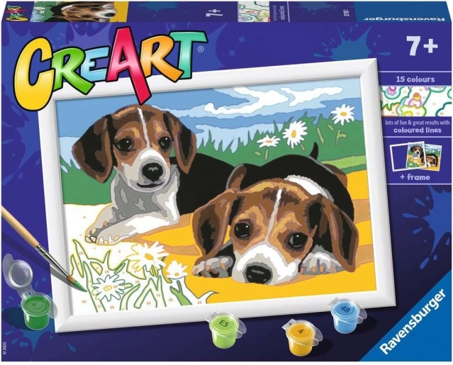Schilderen op nummer: Jack Russell-puppy’s