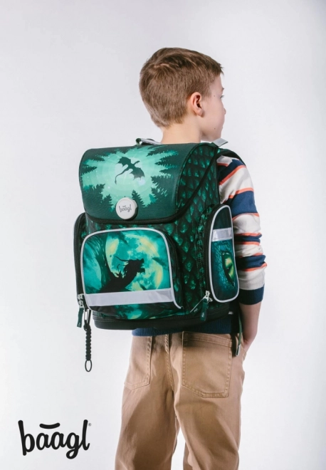 Schoolset Draak Baagl: Boekentas, Etui, Zak, Mappen en Broodtrommel
