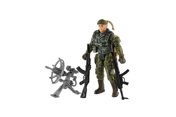 Set soldaten met hond met accessoires 12st plastic in zak 17x20x3cm