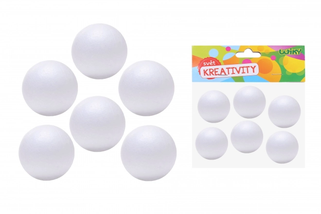Decoratieve polystyreen bollen 6 cm, set van 6 stuks