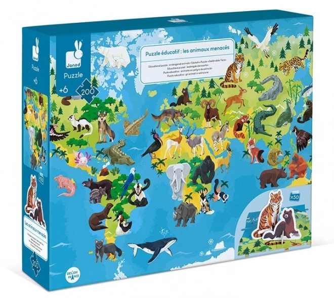 JANOD Educatief puzzel Bedreigde dieren 200 stukken