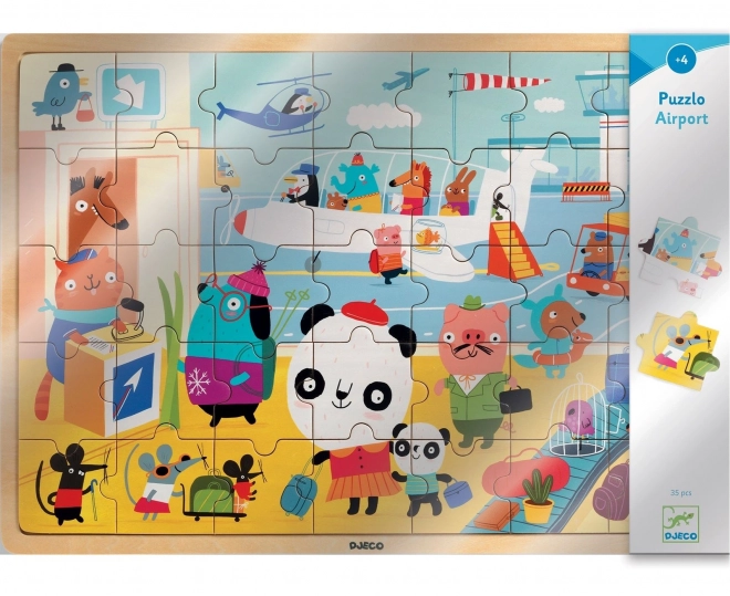 DJECO Houten puzzel Luchthaven 35 stukjes