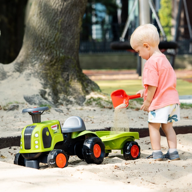 Tracteur enfant Falk Claas 470 Arion vert avec remorque et ensemble pour le sable
