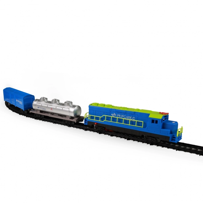 Goederentrein PKP Cargo International met wagons en spoor met geluid en licht