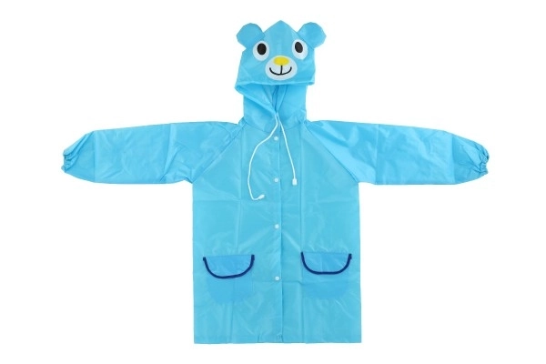 Kinderregenjas beer maat 110-120cm blauw in zak 23x25cm