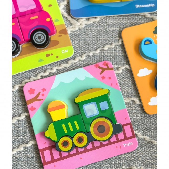 Puzzle en bois véhicules Montessori Woopie FSC
