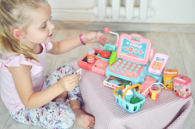 kassa voor kinderen met scanner, weegschaal en microfoon WOOPIE + 24 accessoires