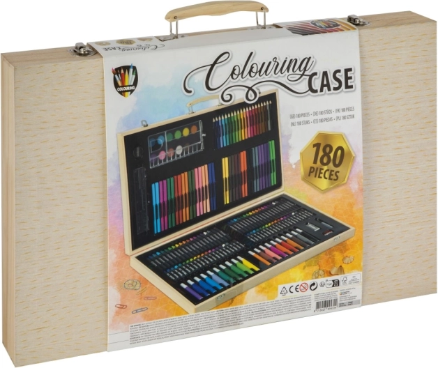 Wooden artist’s case with 180 pieces