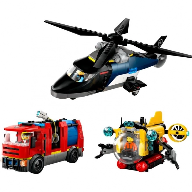 LEGOae City 60462 Remix: Hélicoptère, camion de pompiers et sous-marin