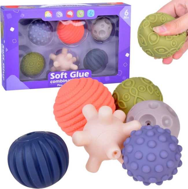 set van sensorische ballen van zacht plastic, 6 stuks