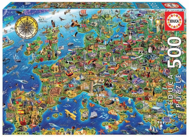EDUCA Puzzel Gekke kaart van Europa 500 stukken