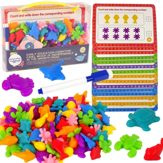 Woopie educatieve set Montessori voor het leren tellen en kleuren sorteren Zee wereld 111 stuks