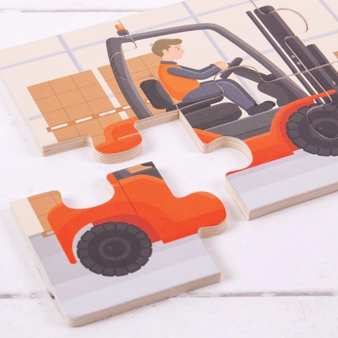 Bigjigs Toys Puzzel 3in1 Bouwmachines