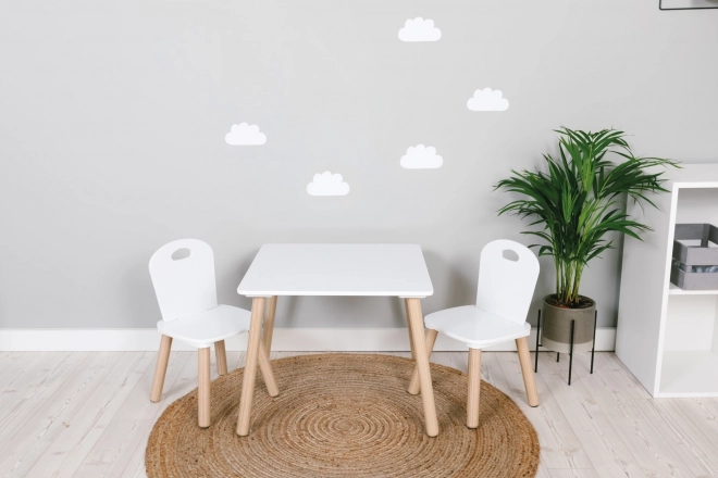 FreeOn Table en bois avec chaises Athena blanc
