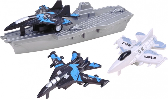 Vliegdekschip en 3 straaljagers