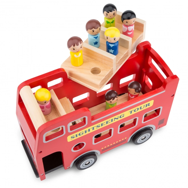 Rode stadsbus met figuren
