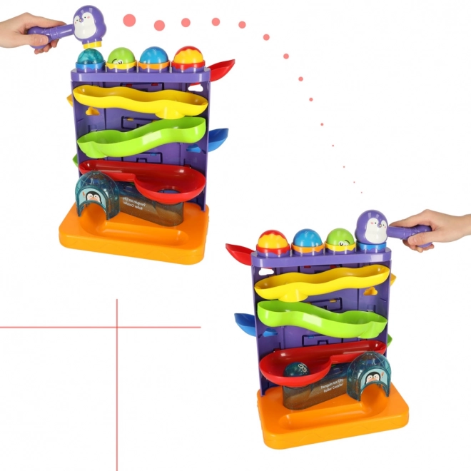 Kinder racebaan met hamer en knikkerbaan