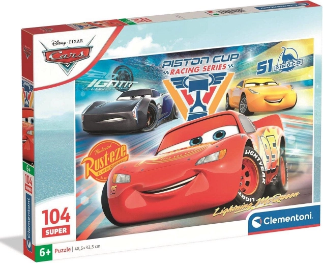 Puzzle Clementoni Cars : Flash McQueen et ses rivaux 104 pièces