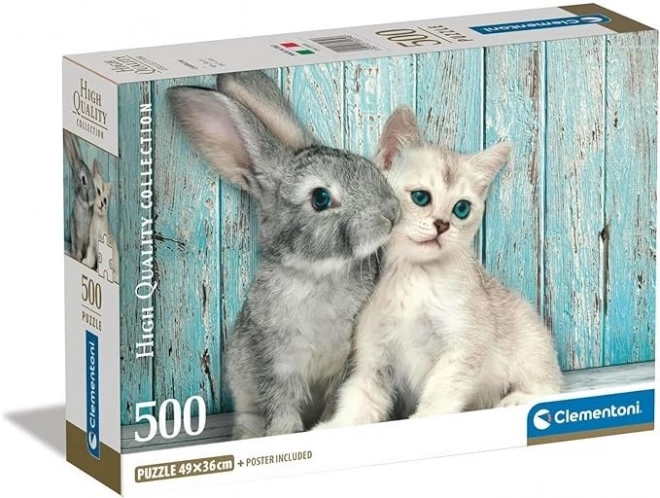 Puzzle 500 pièces Compact Chat et Lapin