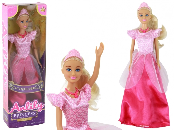 Pop Anlily Koninklijke Blondine met Tiara in Roze Jurk