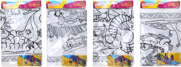 Grandes affiches à colorier 50 × 70 cm avec 6 crayons de cire