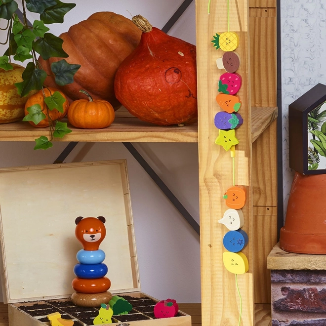 Holzperlen zum Auffädeln Obst und Gemüse