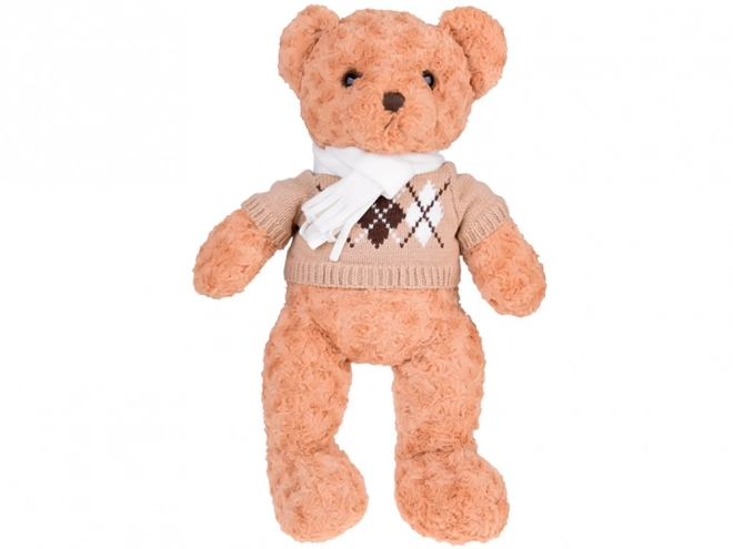 Zachte pluchen teddybeer met trui en sjaal, 60 cm
