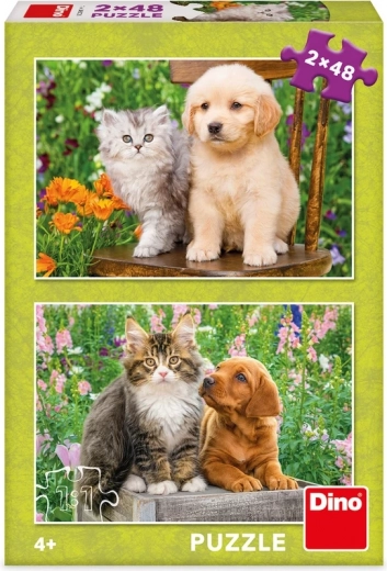 Puzzle Puppy and Kitten in the Garden 2×48 pieces