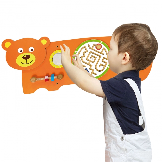 Plaque sensorielle murale en bois - ours
