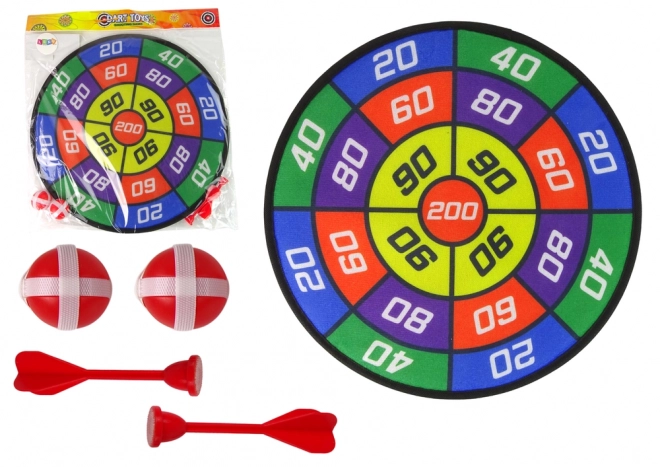 Geschicklichkeitsspiel Dart mit Zielscheibe und Klettverschlussbällen