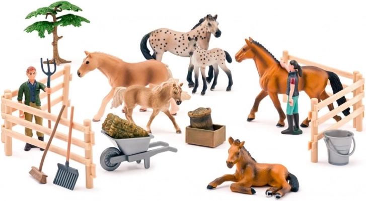 Set van 25 Faunica-paarden (gevlekt en bruin)
