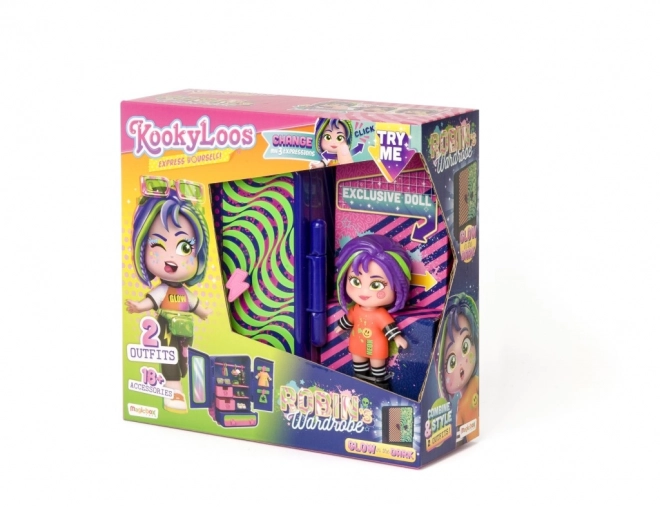 KookyLoos Doll Robin and Wardrobe