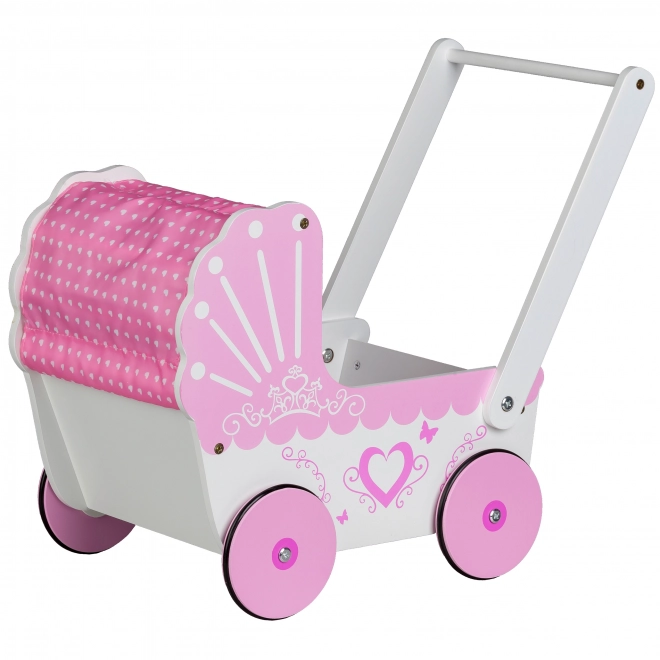 EcoToys Houten kinderwagen voor poppen Pink Heart