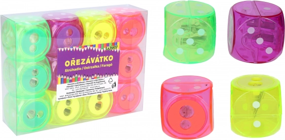 Taille-crayon pour deux crayons avec réservoir – cube