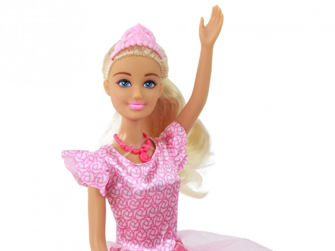 Pop Anlily Koninklijke Blondine met Tiara in Roze Jurk