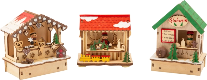 Small Foot set of Christmas wooden stalls with lighting