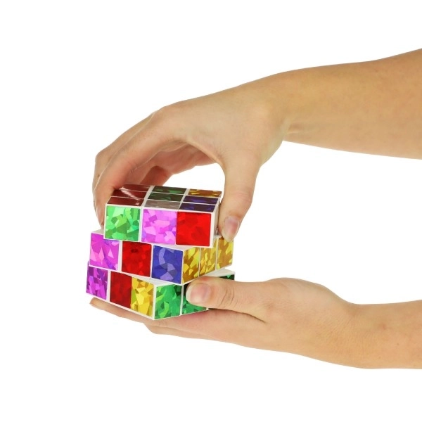 Opvouwbare puzzelblok glanzend plastic 6,5x6,5cm in zak