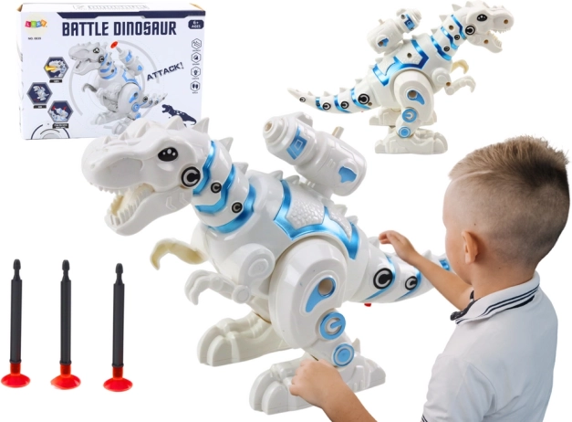 Robotischer Dinosaurier mit Pfeilschusssystem weiß