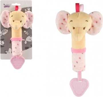 Plush Elephant with Sound, 17 cm – Pink
