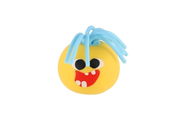 Ball met gezicht met franjes anti-stress knijpslijm 6cm 4 kleuren