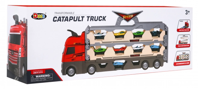 Vrachtwagen met uitvouwbare baan, autootjes en lanceerder 3in1