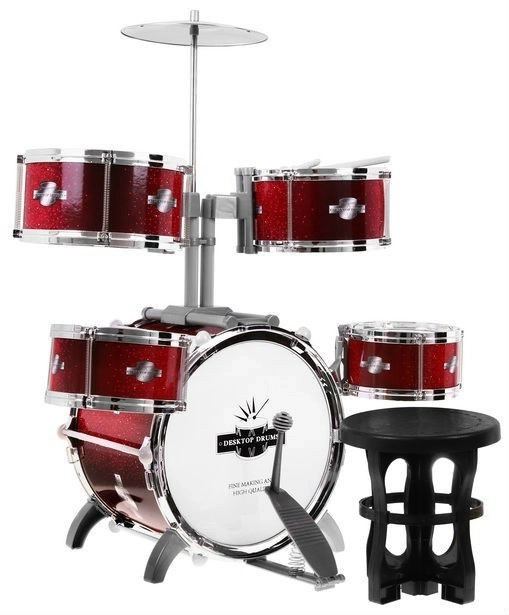 Kinder drumstel - 5 drums + Kruk + Cymbalen + 2 Stokken