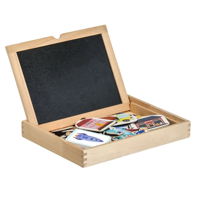 Valisette en bois avec tableau double face