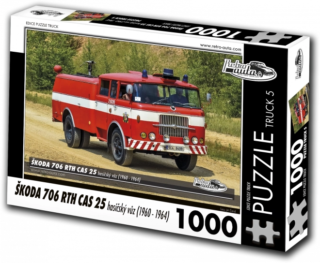 Puzzel Retro-auto’s Škoda 706 RTH CAS 25 brandweerwagen 1000 stukjes