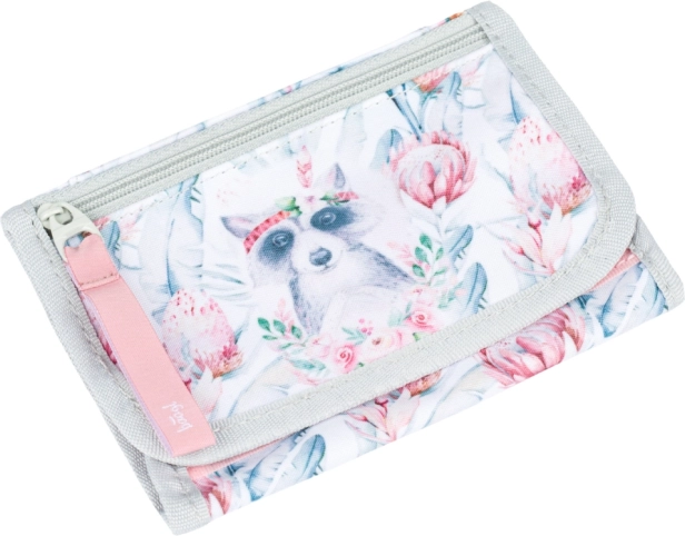 Cute raccoon and floral motif
