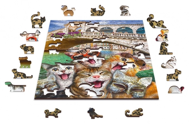 Houten puzzel Katjes in Venetië 2-in-1