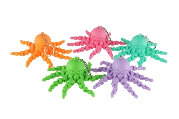 Octopus hanger plastic 9cm op batterijen met licht 6 kleuren 24 stuks in een doos